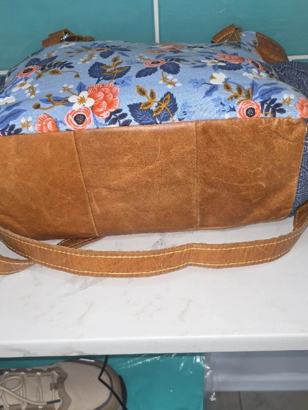 Shoulder/Crossbody Bag with Floral Accent